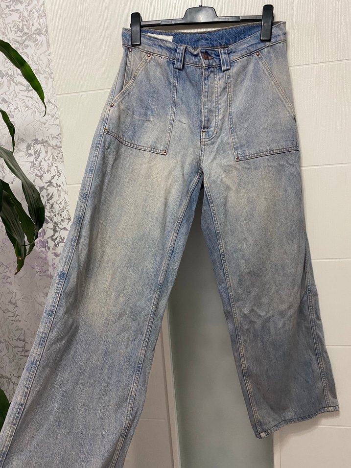 Zara Kadın Mavi Bol Kesim Midi Kot Pantolon - Görsel 2