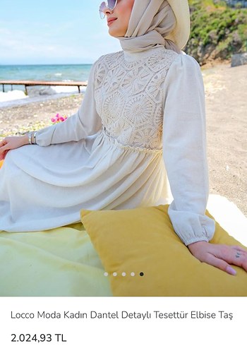 Locco Moda Kadın Dantel Detaylı Uzun Tesettür Elbise