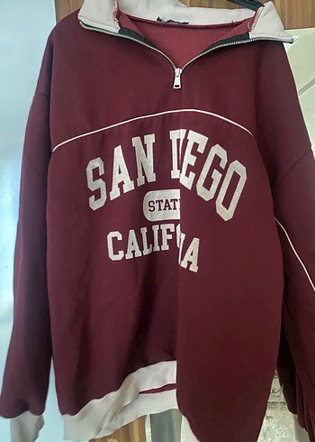Trendyol & Milla Bordo Yarım Fermuarlı Yüksek Yakalı Sweatshirt