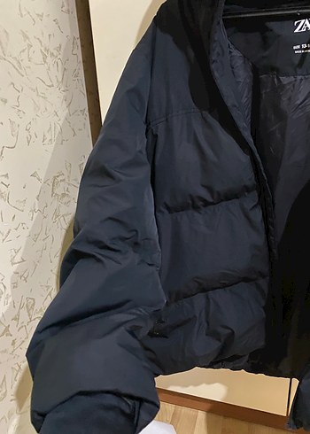 l Beden siyah Renk Siyah Mini Fermuarlı Kadın şişme mont zara kol detaylı