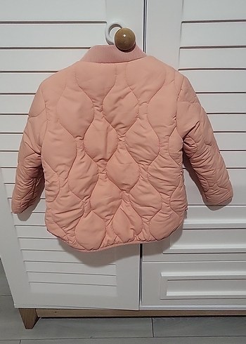 18-24 Ay Beden pembe Renk Düğmeli Pembe Kız Çocuk Mont