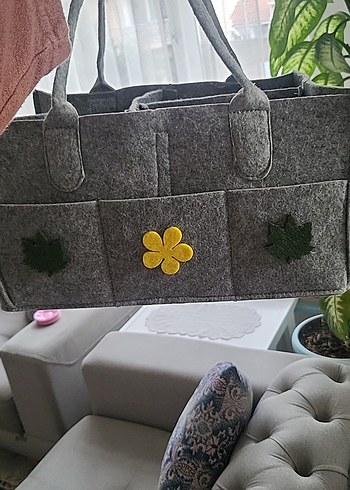 Nakışlı Gri Keçe Bebek Çantası - Görsel 7