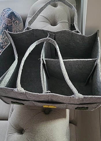 Nakışlı Gri Keçe Bebek Çantası - Görsel 2