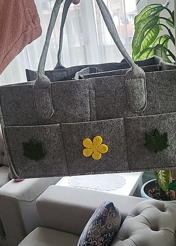 Nakışlı Gri Keçe Bebek Çantası - Görsel 4