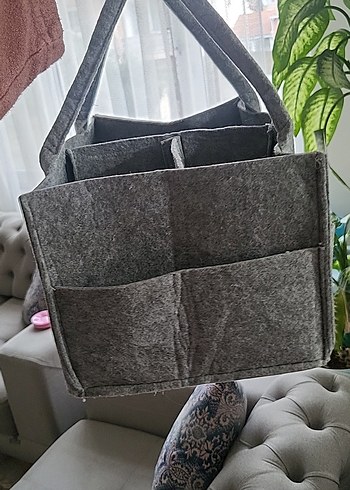 Nakışlı Gri Keçe Bebek Çantası - Görsel 5