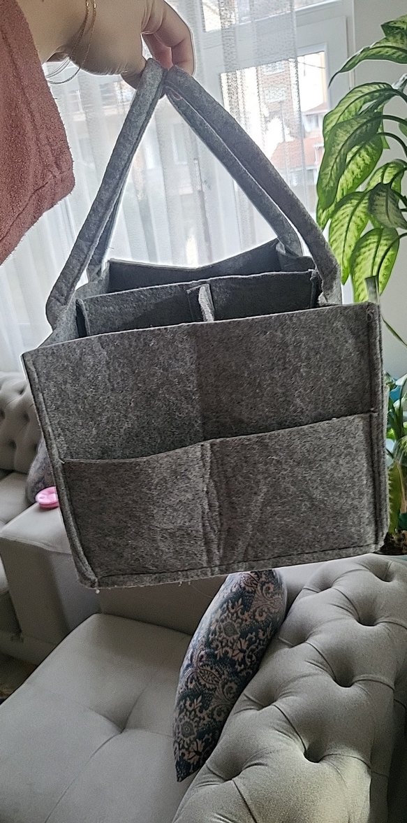 Nakışlı Gri Keçe Bebek Çantası - Görsel 5