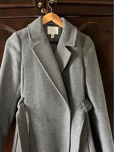 H&M xs 34 beden gri palto kaban uzun