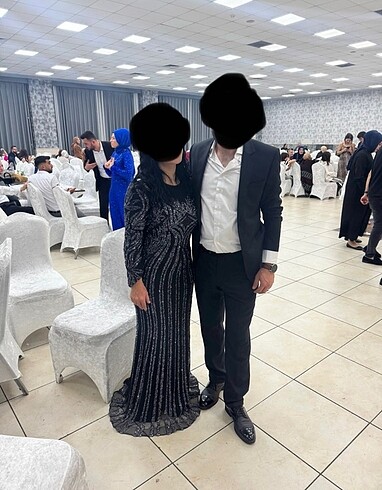 l Beden gri Renk Abiye elbise