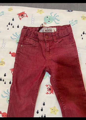 24-36 Ay Beden Erkek çocuk bordo Kot Pantolon