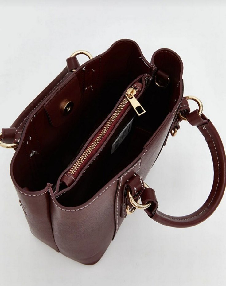 Bordo çıkarılabilir askılı kadın omuz çantası - Görsel 3