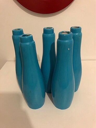 5li Turkuaz Mavi Vazo - Görsel 2