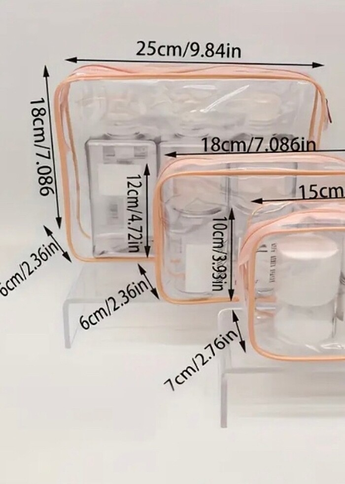 Şeffaf Üçlü Set Makyaj Çantası - Görsel 2