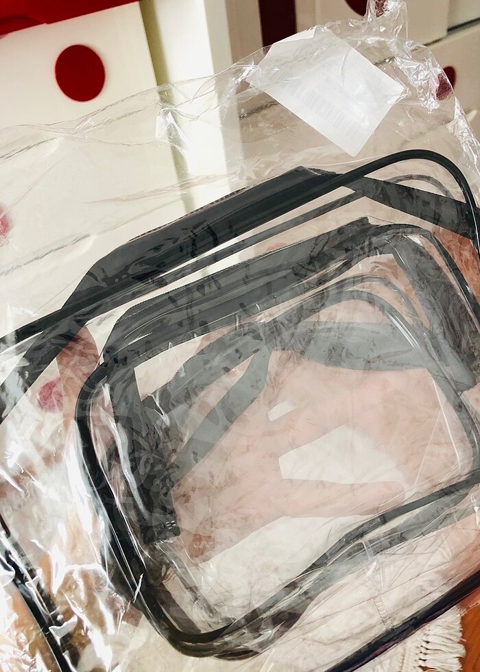 Şeffaf Üçlü Set Makyaj Çantası - Görsel 3