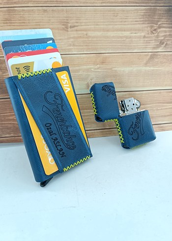 Fenerbahçe_ Hakiki deri mekanizmalı kartlık ve  benzinli çakmak - Görsel 6