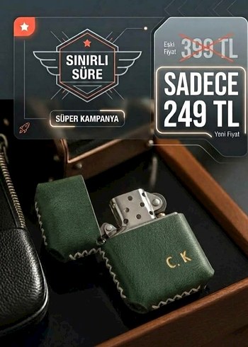 Diğer Kisiye Ozel Hediyelik Hakiki Deri El Yapimi Benzinli Cakmak