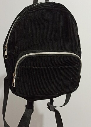 orta boy siyah kadife sırt çantası