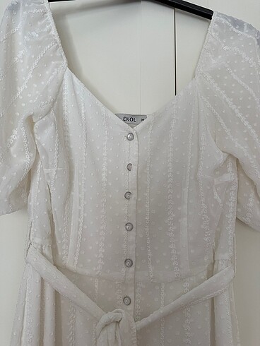 Ekol kalp yaka elbise - Görsel 3