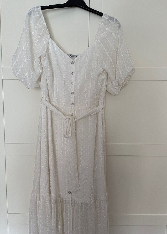 Ekol kalp yaka elbise - Görsel 2