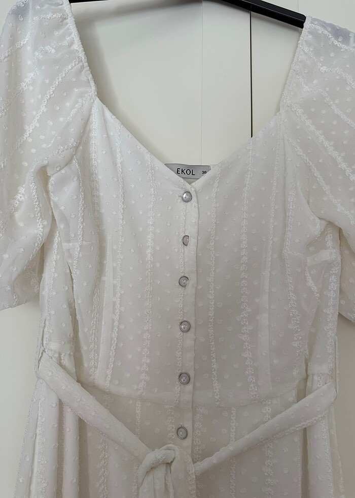 Ekol kalp yaka elbise - Görsel 3