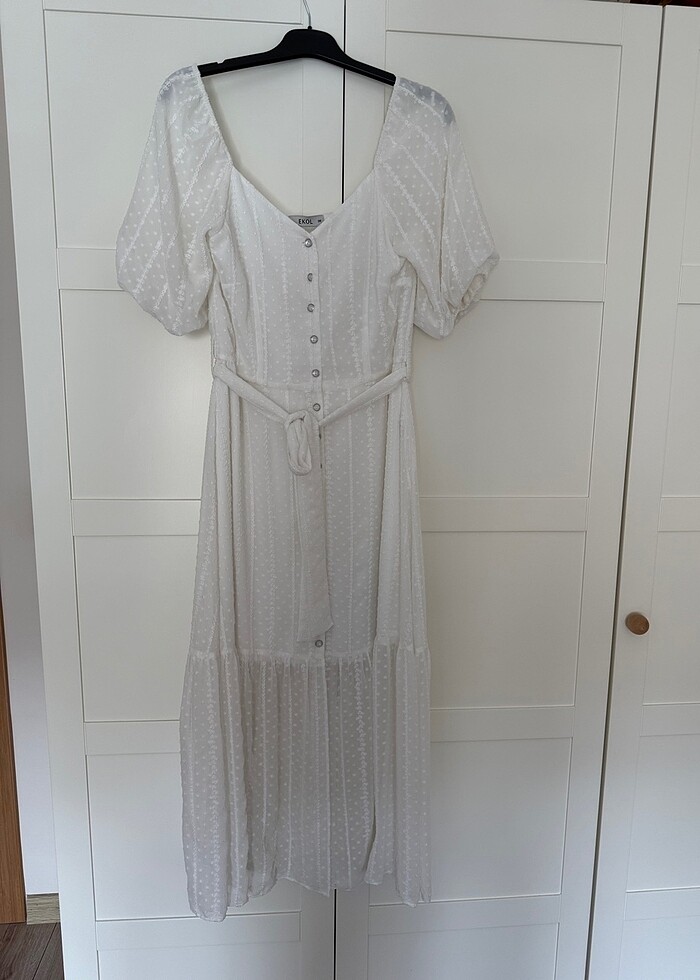 Ekol kalp yaka elbise - Görsel 4