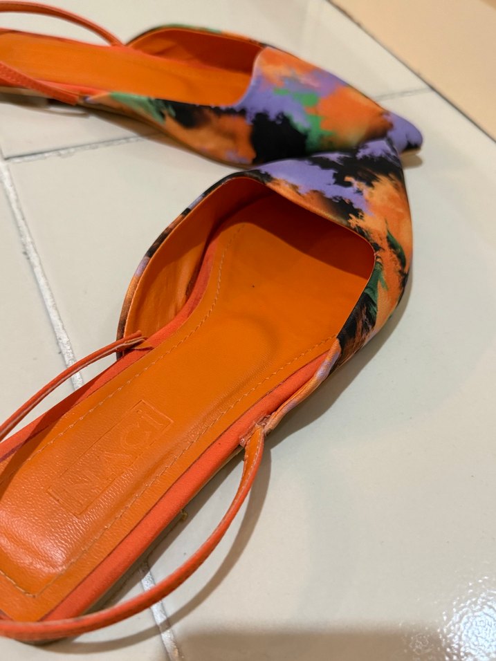 Kadın Çok Renkli Bağcıklı Blok Topuklu Babet - Görsel 3