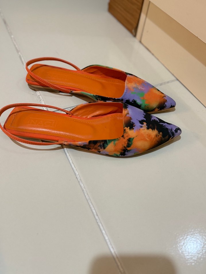 Kadın Çok Renkli Bağcıklı Blok Topuklu Babet - Görsel 2