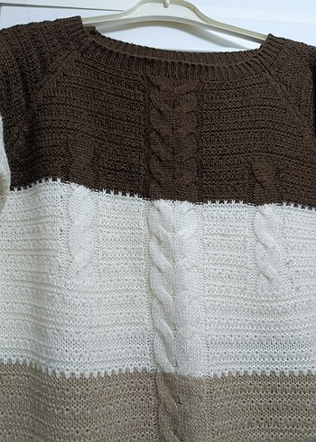 Kadın Bohem Örgü Kazak - Kahverengi Tonlar - Görsel 2