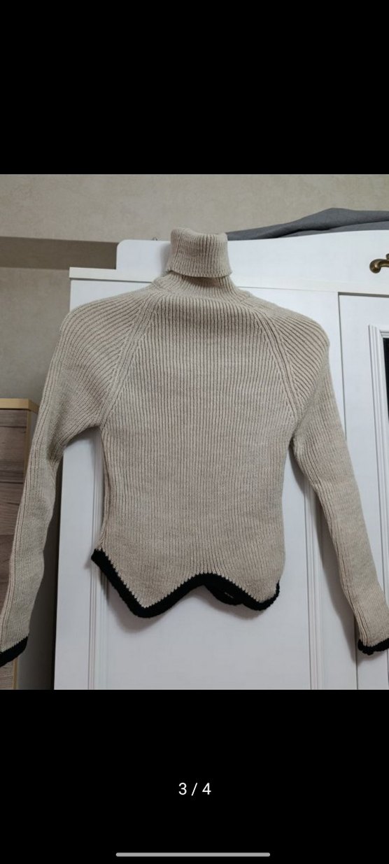 Bej Boğazlı Örgü Kadın Kazak - Görsel 3