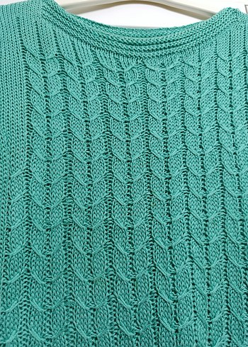 Kadın Turkuaz Örgülü Kazak - Görsel 2