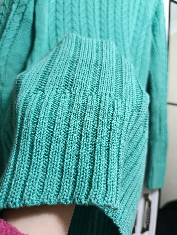 Kadın Turkuaz Örgülü Kazak - Görsel 4