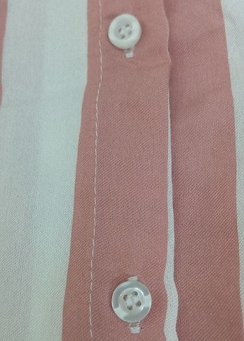 Kadın Pembe Çizgili Gömlek - Görsel 4