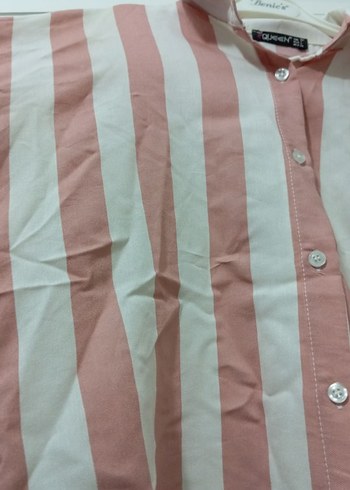 Kadın Pembe Çizgili Gömlek - Görsel 2