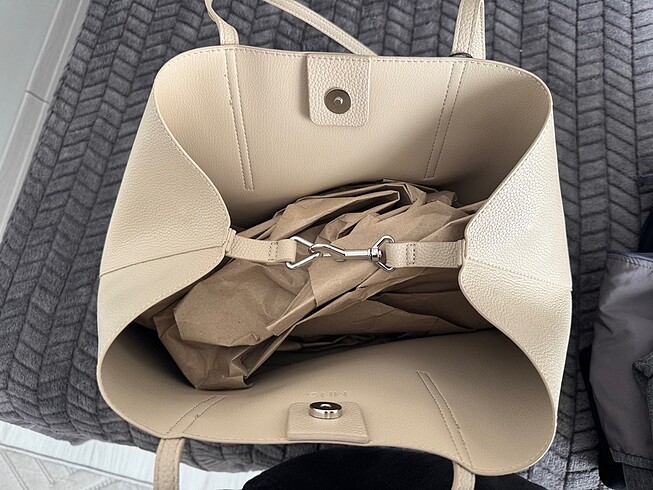 Beden camel Renk Mango pürtüklü shopper çanta