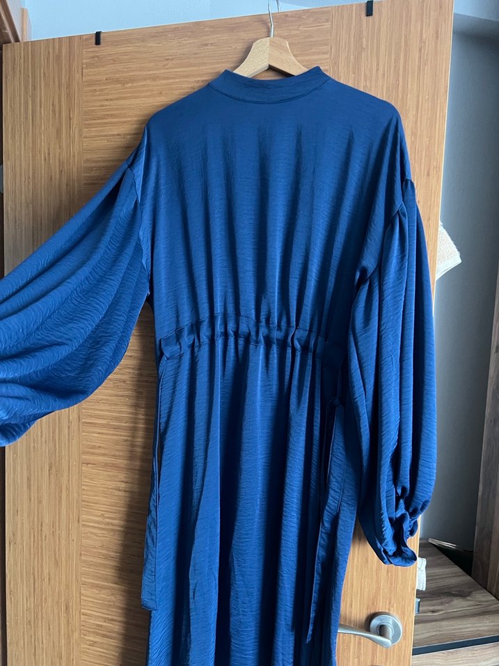 Uzun Mavi Drapeli Bohem elbise - Görsel 3