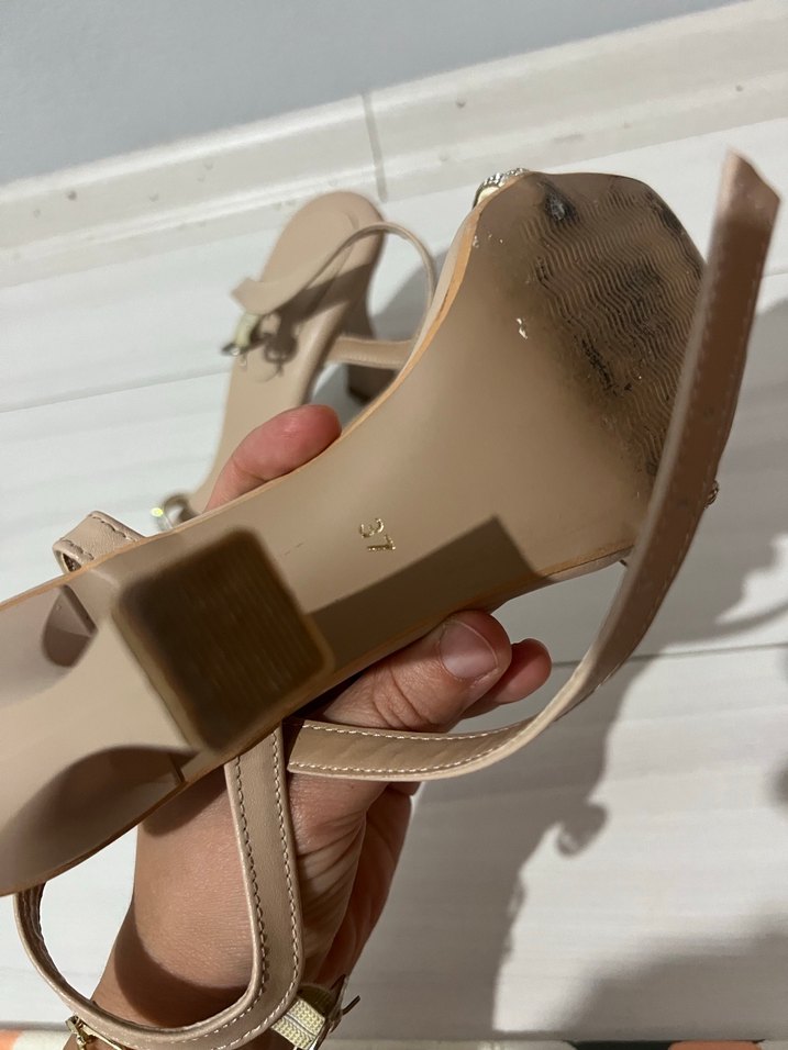 Bej Stiletto Topuklu Kemerli Kadın Abiye Ayakkabı - Görsel 3