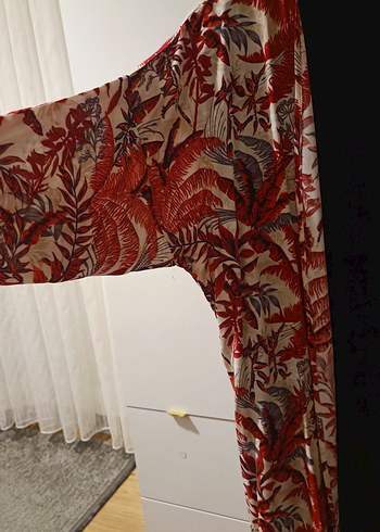 Zara Uzun Desenli Bohem Kadın Kimono