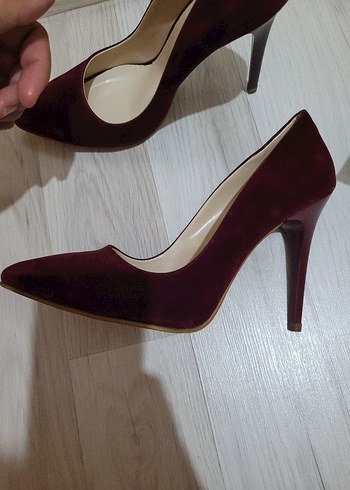 Erbil Süel Bordo Süet Stiletto Ayakkabı