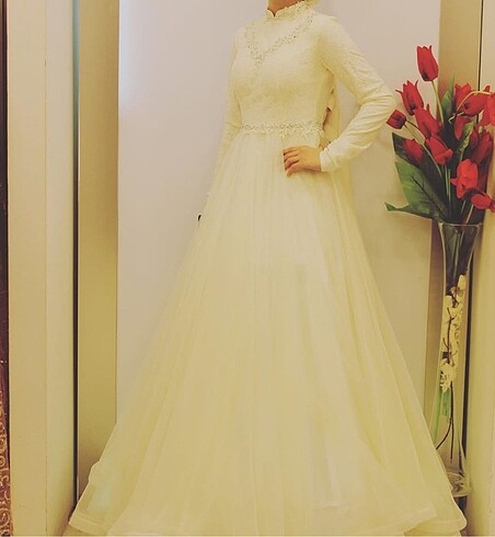 36 Beden beyaz Renk Kırık Beyaz nikah elbisesi