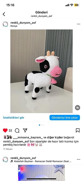 Amigurumi buzağı inek olan modeli de var