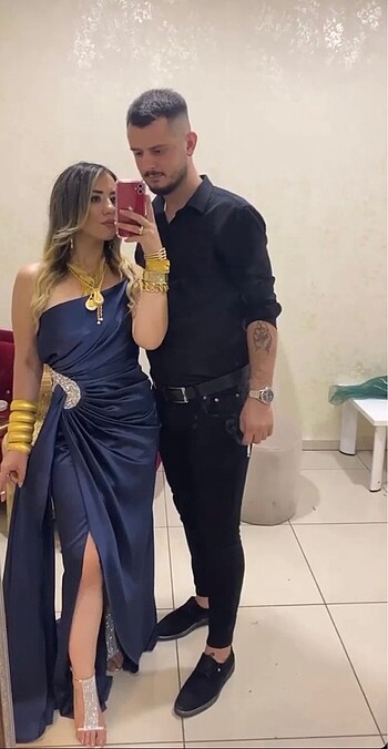 m Beden Saten taşlı abiye