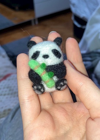 Mini Panda Keçe Anahtarlık - Görsel 2