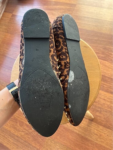39 Beden kahverengi Renk Stradivarius Zımbalı Leopar Babet