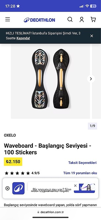 oxelo kaykay Waveboard - Başlangıç Seviyesi - 100 Stickers