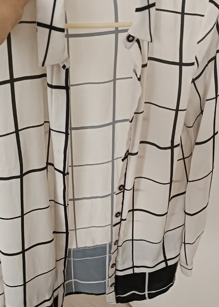 Cizgili koton gömlek - Görsel 4