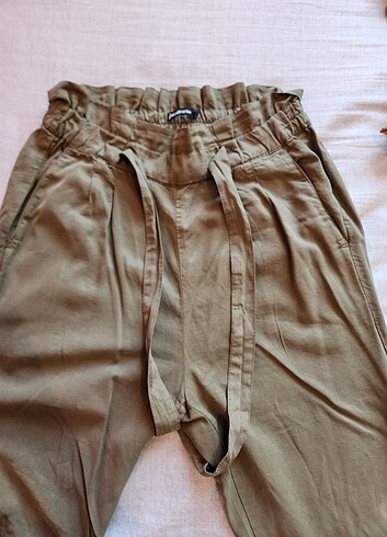 m Beden haki Renk Stradivarius keten pantalon
