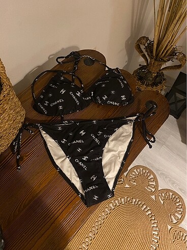 Chanel Chanel siyah ipli bikini