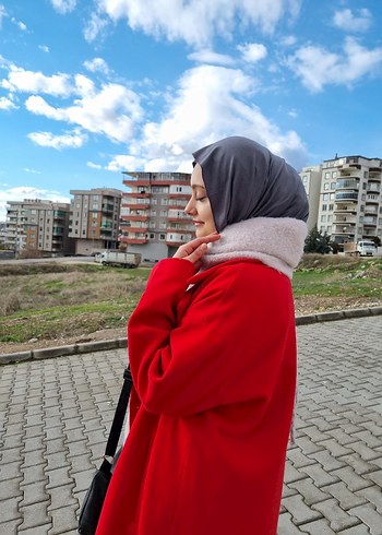 xl Beden kırmızı Renk Kırmızı Düğmeli Uzun Kaban