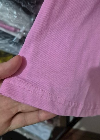 s Beden pembe Renk Pembe Pamuklu Kısa Kollu Tişört