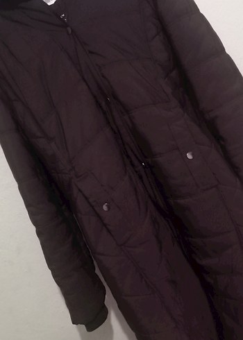 Kürk Detaylı Siyah Uzun Kışlık Kadın Mont - Görsel 7