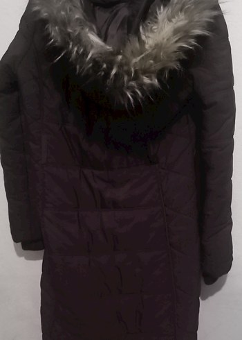 Kürk Detaylı Siyah Uzun Kışlık Kadın Mont - Görsel 2